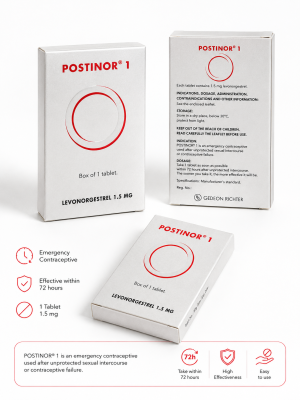 Postinor 1 emergency contraceptive product image with levonorgestrel 1.5 mg also known as Plan B and morning after pill in Manila Philippines